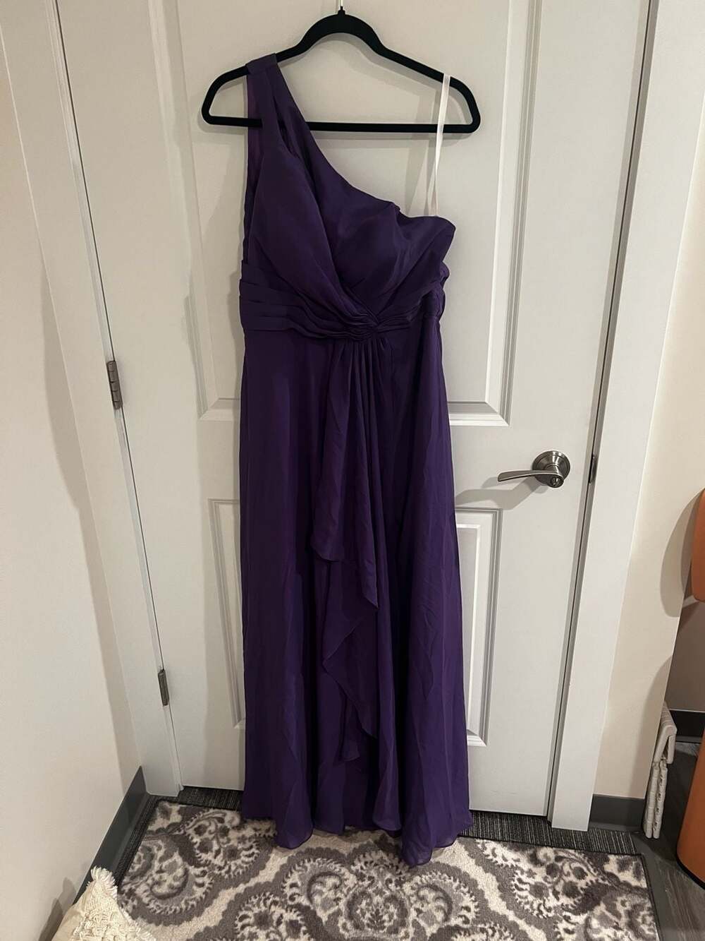 One-Shoulder Chiffon Bridesmaid Dress Purple Size 12
